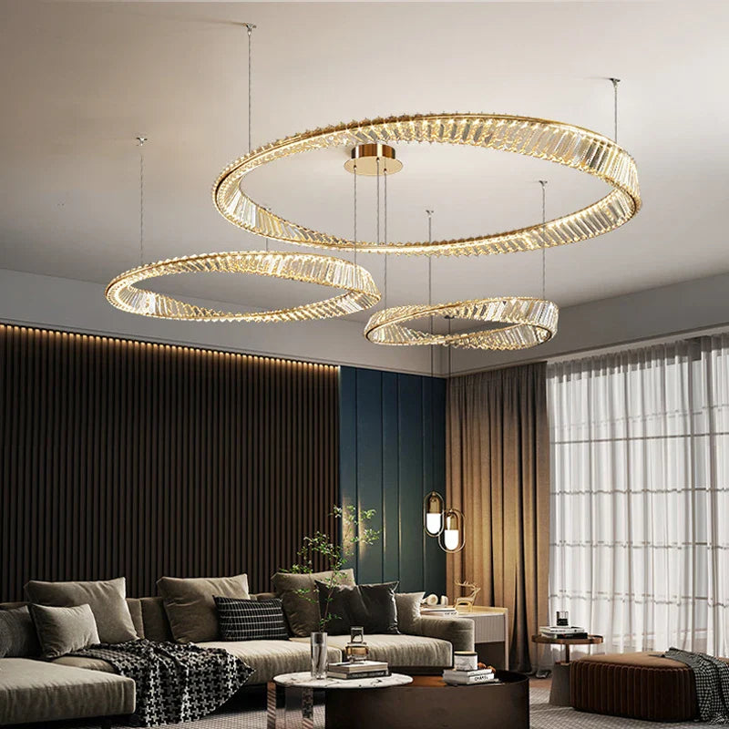 Lustre de plafond en cristal LED nordique de luxe pour salon et salle à manger