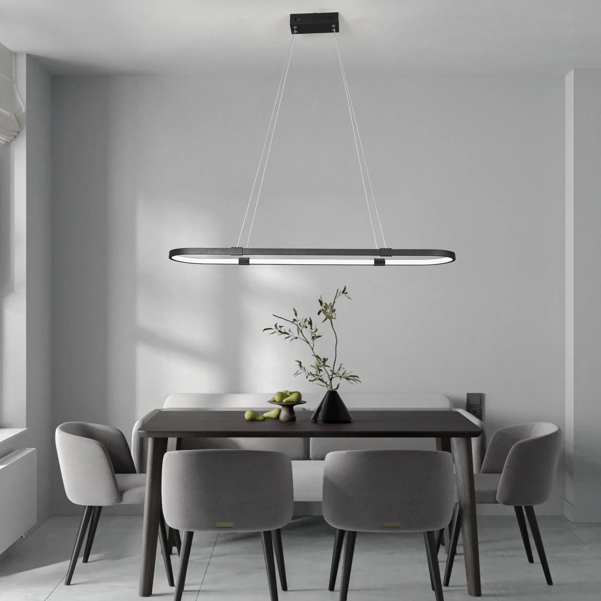 Suspensions LED élégantes pour salle à manger.