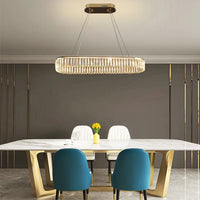 Lustre LED en cristal Losange Rond à plusieurs anneaux de luxe 2024