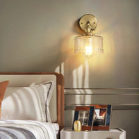 Applique murale nordique en cuivre avec abat-jour en verre LED de style créatif