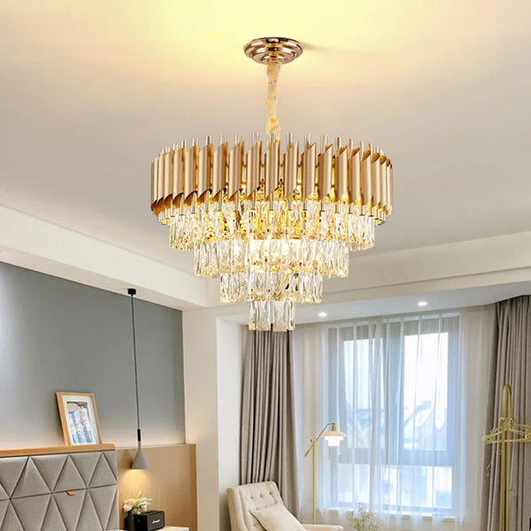 Lustre en cristal luxueux avec éclairage LED pour intérieur - Élégance illuminée