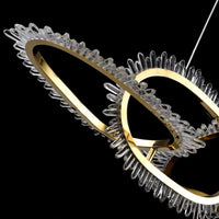 Lustre de luxe en cristal avec anneaux LED modernes - Élégance Brillante
