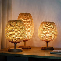 Lampe de Table vintage en rotin et bambou tissée à la main