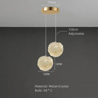 Lampe suspendue moderne en cristal avec cordon réglable