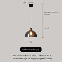 Suspension vintage en verre fumé pour restaurant loft