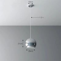 Plafonnier nordique argenté Globe boule miroir, lampe suspendue en fer