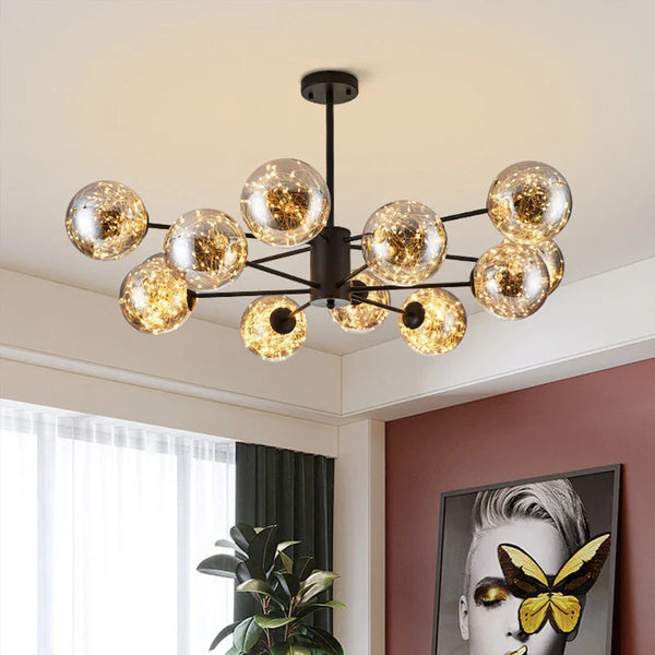 Lustre Étoile Nordique Moderne LED Magique Boule de Verre Haricot