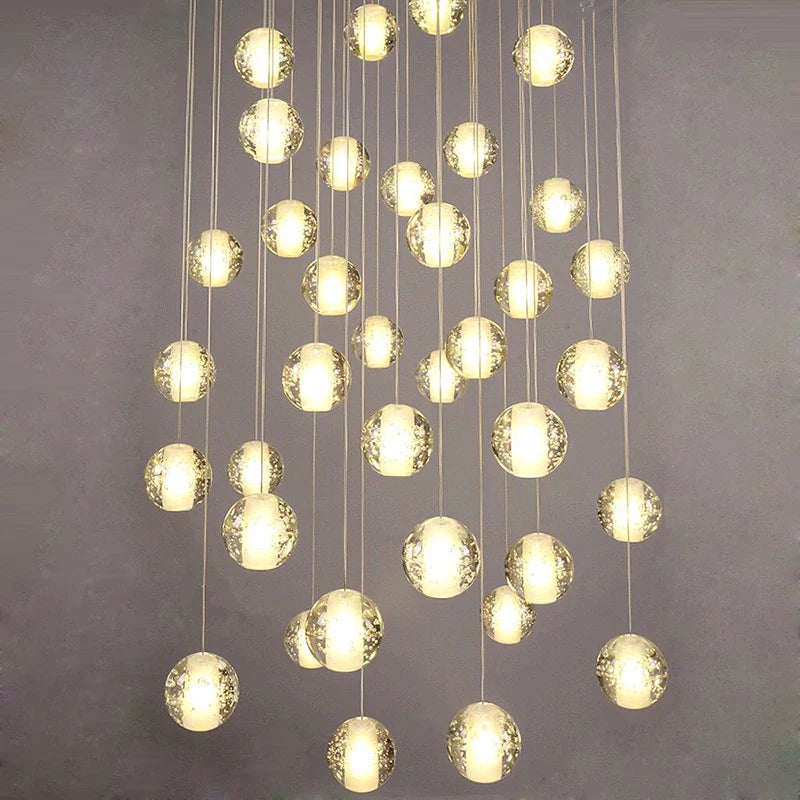 Lustre en cristal moderne avec boule tournante LED suspendue - LUXE LUMINEUX