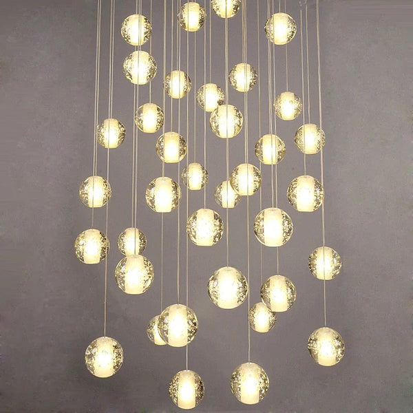 Lustre en cristal moderne avec boule tournante LED suspendue - LUXE LUMINEUX