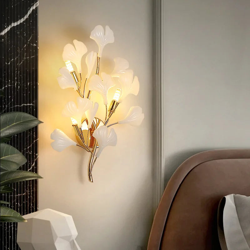 Applique murale LED en céramique "Fleurs Romantiques" pour hôtel