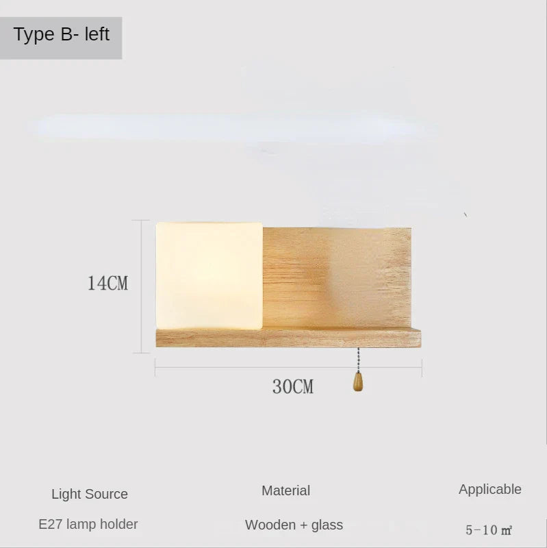 Applique Murale Nordique en Bois avec LED - Design Européen Créatif