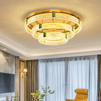 Lustre de Luxe en Cristal Rond à 3 Couches avec LED