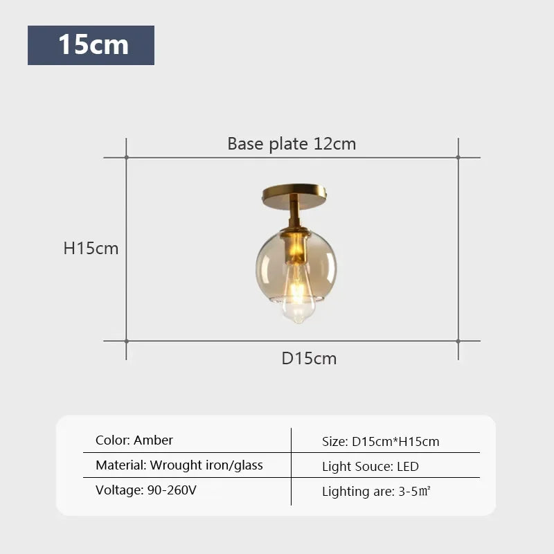 Plafonnier LED en verre de style minimaliste moderne