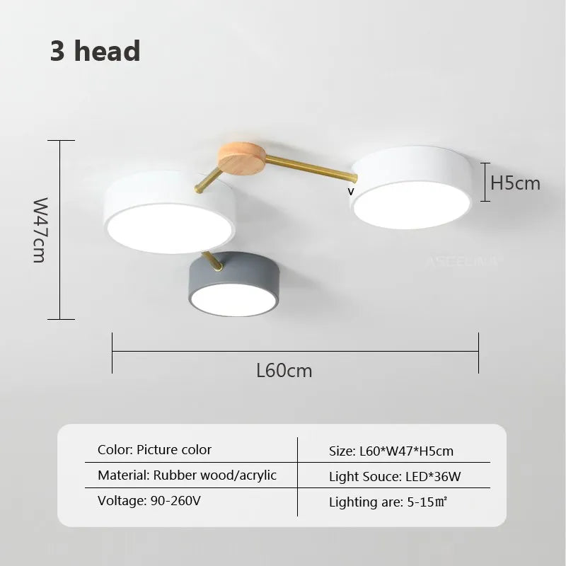 Lustre LED en Bois Nordique - Design Simple et Créatif