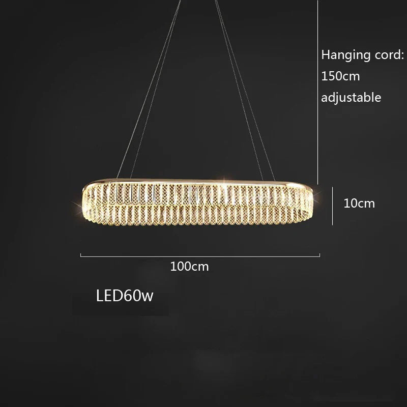 Lustre LED en cristal Losange Rond à plusieurs anneaux de luxe 2024