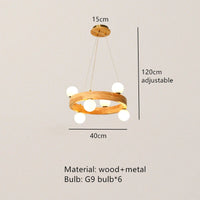 Lustre Nordique en Bois Rond pour un Éclairage Créatif Japonais dans la Salle à Manger
