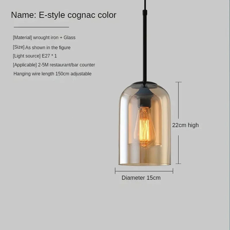 Suspension vintage en verre fumé pour restaurant loft