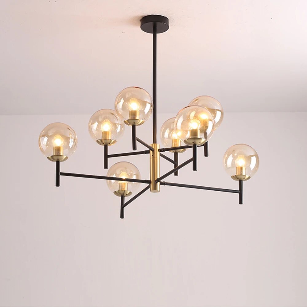 Lustre Noir Moderne avec Éclairage LED