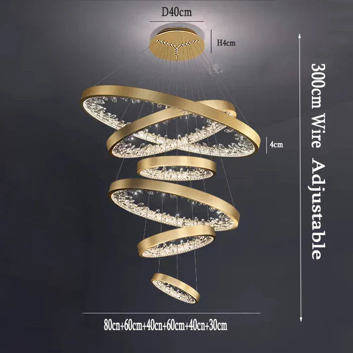 Lustre moderne en cristal avec éclairage LED pour villa de luxe