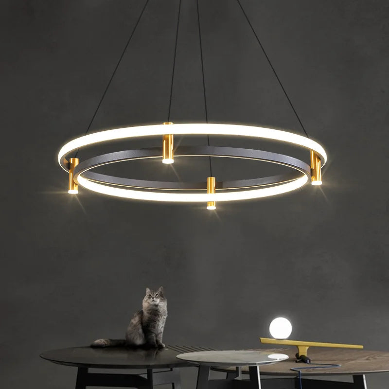 Lustre LED Nordique en Forme d'Anneau - Suspension Lumineuse Décorative