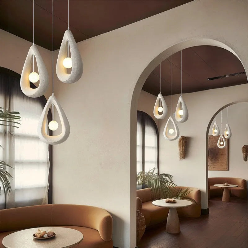 Nordic Wabi Sabi : Lampe suspension LED minimaliste pour salle à manger, salon et chambre