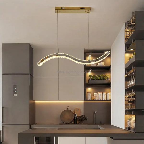 Lustre LED Moderne en Cristal de Luxe en Forme de S - Éclat Brillant