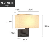 Applique murale intelligente nordique avec chargeur USB rapide et abat-jour 3 couleurs