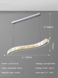 Lustre moderne en acier avec cristaux et lumières LED suspendues - Luxe Éclatant