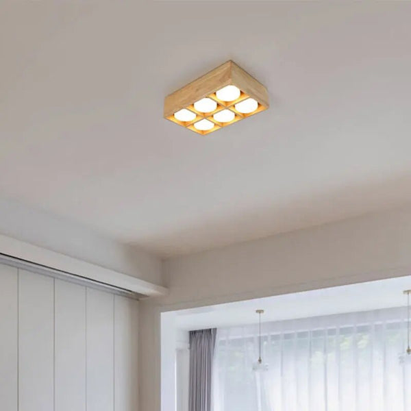 Plafonnier japonais en bois brut et minimaliste