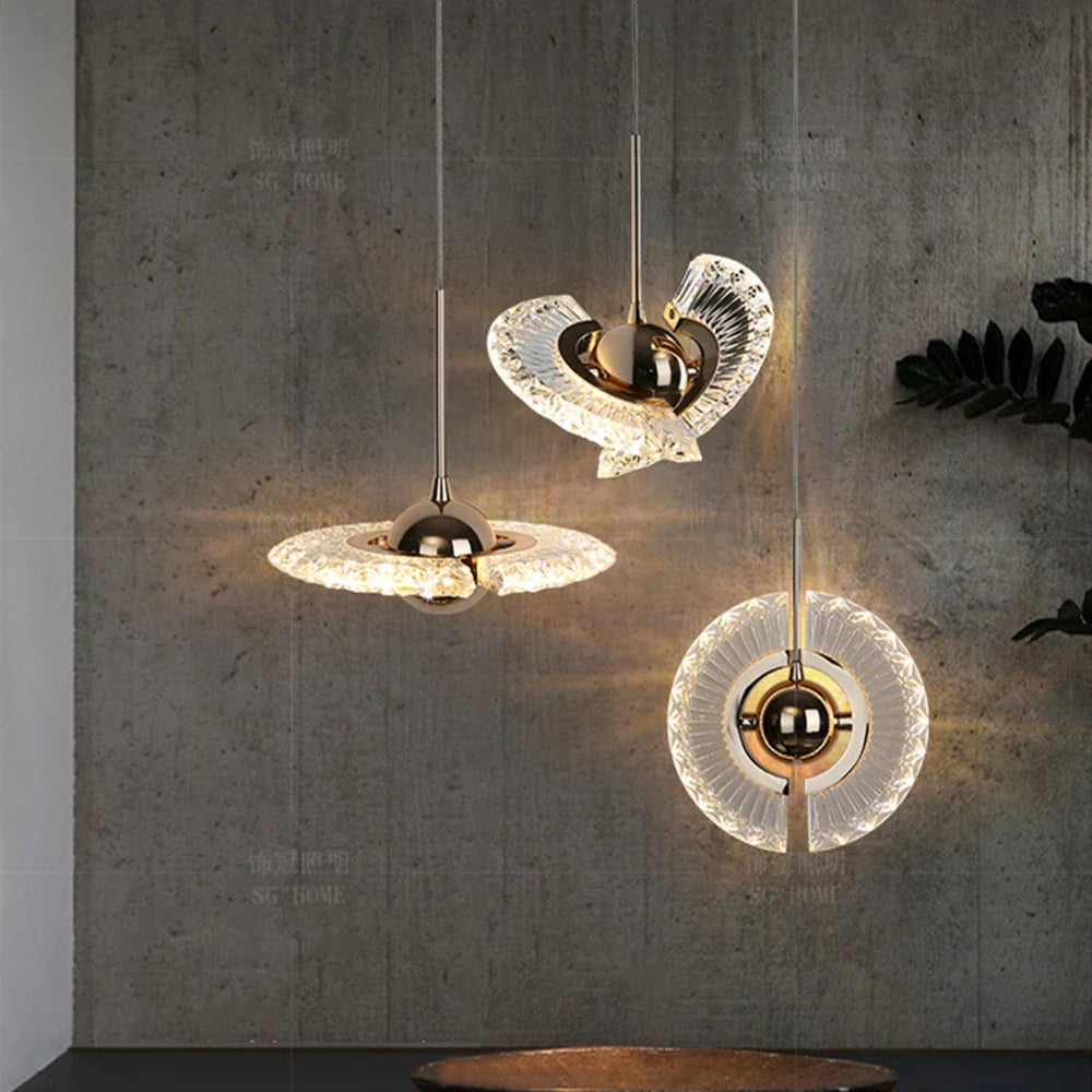 Plafond LED nordique en cristal : suspension lumineuse pour un éclairage élégant