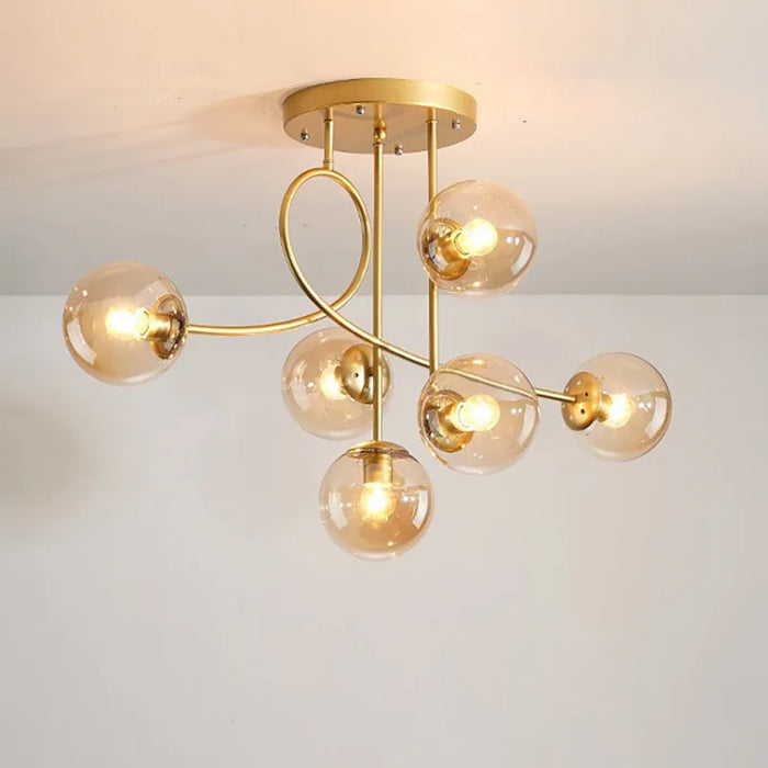 Lustre LED Minimaliste Moderne Nordique en Verre Doré - Éclat de Luxe