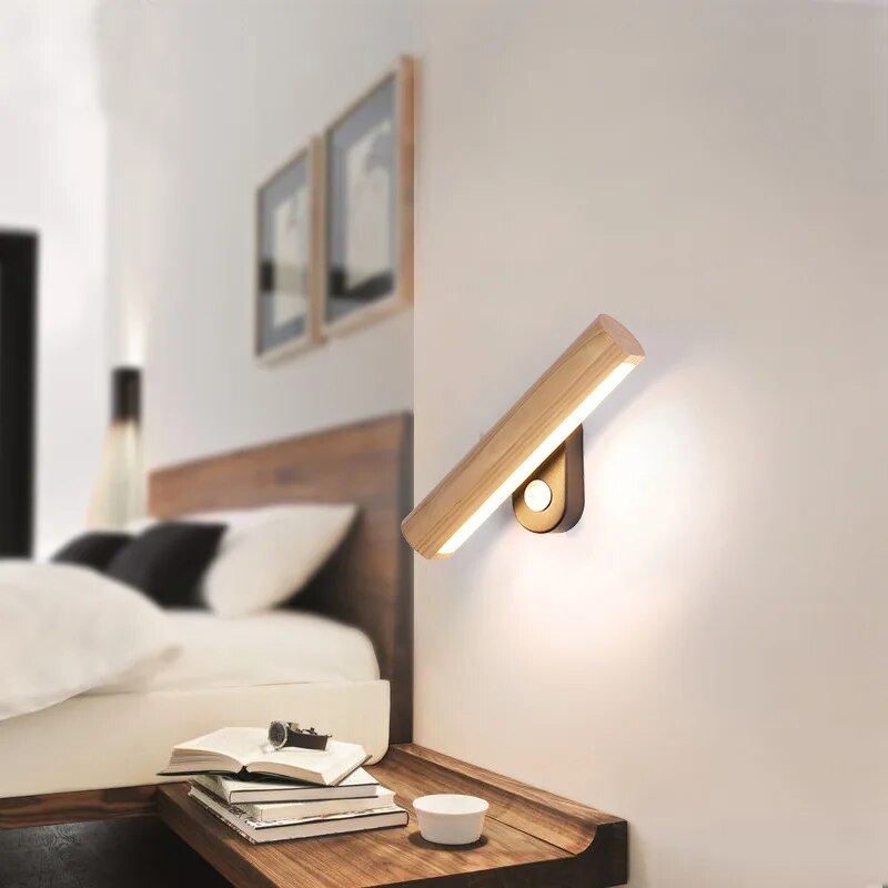 Applique murale Rotative en bois et LED