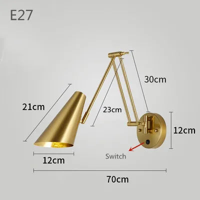 Applique murale LED SwingLight : bras télescopique, interrupteur intégré, design intérieur unique