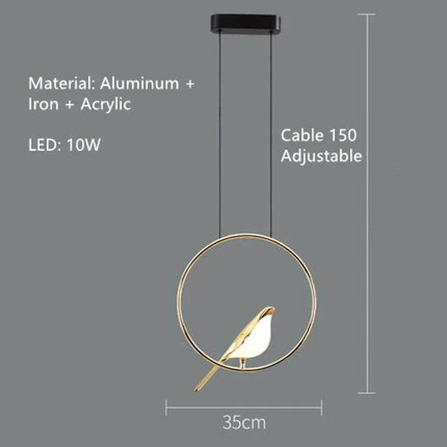 Lustre LED Oiseau-de-pie : Suspension Créative