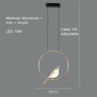 Lustre LED Oiseau-de-pie : Suspension Créative