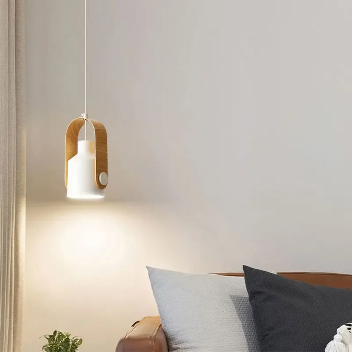 Lustre Macaron Nordic Design en Bois Brut et LED
