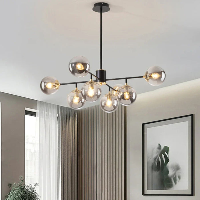 Lustre LED Nordique Élégant avec Boule en Verre Suspendue