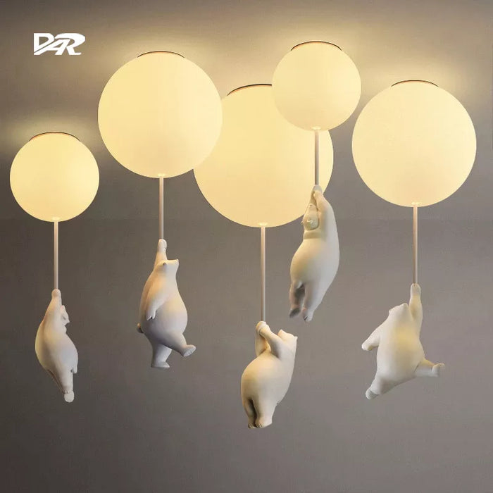 Suspension Boule en Verre avec Ours Suspendu