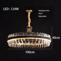 Lustre en cuir LED Cristal Luxueux Rond Suspendu Moderne - Élégance Brillante