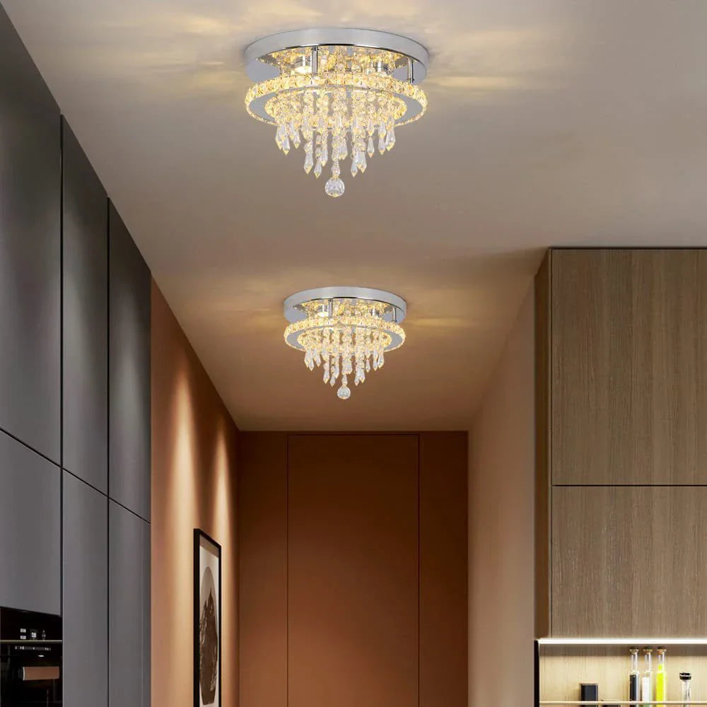 Lustre Moderne en Cristal pour Plafond
