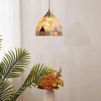Suspension Tiffany Méditerranée en Verre Coquille LED