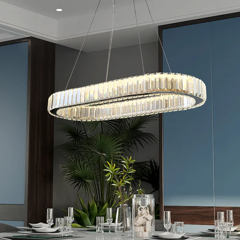 Suspension ovale en cristal de luxe - Collection Prestige