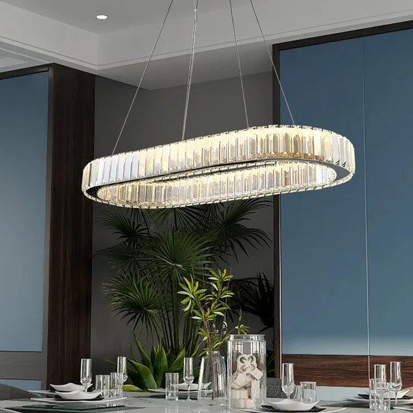 Suspension ovale en cristal de luxe - Collection Prestige
