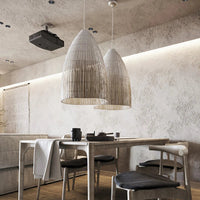 Suspension Luminaire Nordique en Rotin Wabi-Sabi LED pour Salon, Salle à Manger, Restaurant et Bar