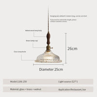 Suspension luminaire nordique en bois, verre et laiton - Style rustique moderne