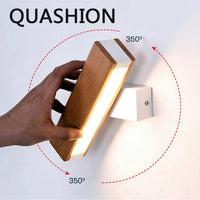 Applique murale rotative nordique en bois massif LED ajustable