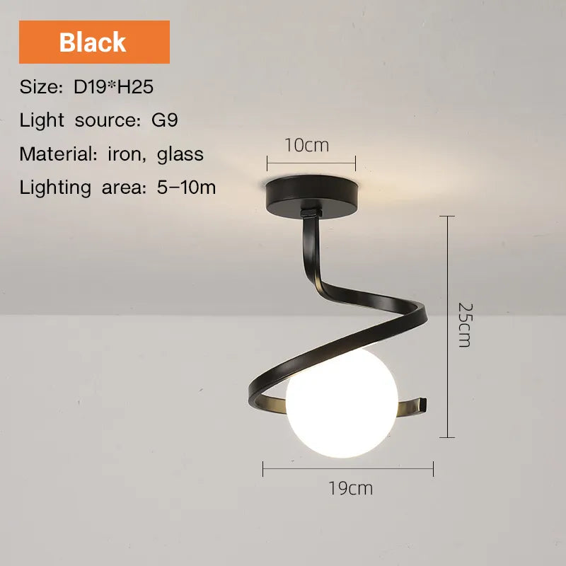 Plafonnier LED Nordique en Boule de Verre