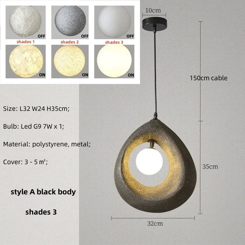 Nordique Suspension LED pour Salle à Manger - Collection Wabi Sabi
