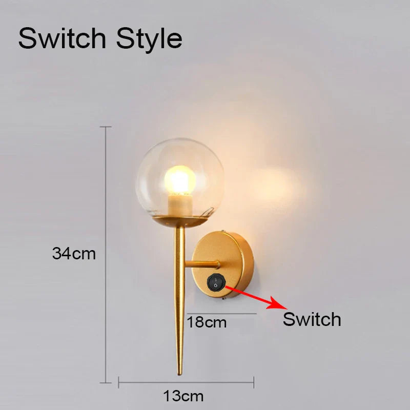 Applique murale boule de LED nordique - Lumières de verre pour escaliers et chambres
