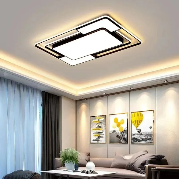 Lustre carré Moderne en Fer avec LED pour Éclairage Intérieur